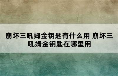 崩坏三吼姆金钥匙有什么用 崩坏三吼姆金钥匙在哪里用